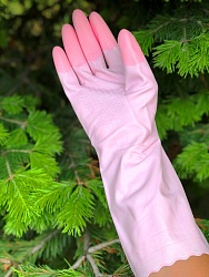 Защитные виниловые перчатки Блеск размер M средней толщины нежно-розовые