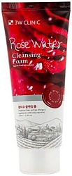 3W Clinic Пенка для умывания натуральная Розовая вода Rose Water Foam Cleansing 100 мл