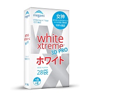 Megami White Xtreme 3D Pro Отбеливающие полоски для зубов с витаминами А и Е, 14 пар