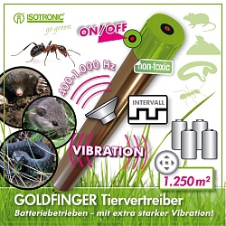Isotronic Goldfinger Мощный ультразвуковой отпугиватель кротов, мышей, змей и муравьёв