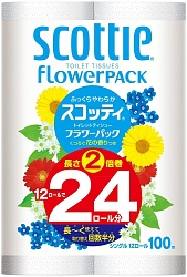 Scottie Мягкая туалетная бумага особо плотной намотки Crecia  FlowerPack 2 однослойная 12 рулонов 100 м
