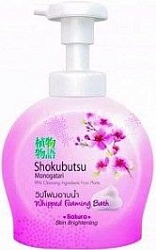 Shokubutsu Whip Foam Sakura Густая гель пена для душа осветляющая 450 мл