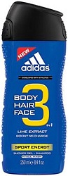Adidas Гель для душа и шампунь мужской  Body Hair Face Sport Energy 250 мл