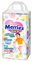MERRIES Трусики-подгузники для детей размер XL 12-22 кг, 38 шт.
