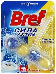 Bref Сила-Актив Чистящая подвеска для унитаза Лимонная свежесть 4 в 1