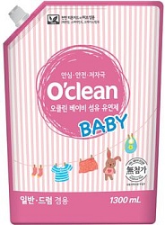 Mukunghwa O'clean Baby Fabric Softener Натуральный кондиционер для детского белья с экстрактом вишни и душицы обыкновенной мягкая упаковка 1,3 л
