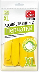 Grifon Перчатки латексные хозяйственные с хлопковым напылением, размер XL