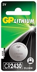 GP Lithium Литиевая батарейка CR2430-2C1 1 шт в блистере