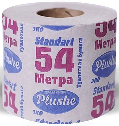 Plushe Туалетная бумага Eco 1 слой серая втулка 54 м 150 г 30 шт