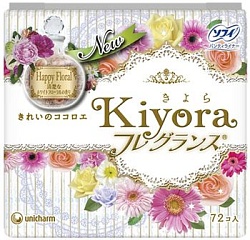 Unicharm Sanitary Sofy Kiyora Happy Floral Ежедневные гигиенические прокладки с цветочным ароматом 72 шт