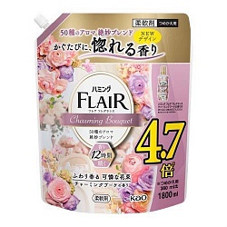 Kao Flair Fragrance Charming Bouquet Кондиционер для белья с антибактериальным эффектом с ароматом Очаровательный букет 1800 мл в мягкой упаковке