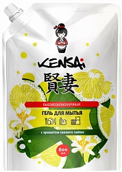 Kensai Гель высокоэкономичный для мытья посуды и детских принадлежностей с ароматом лайма мягкая упаковка 800 мл