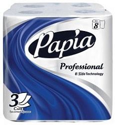 Papia Professional Туалетная бумага 3-хслойная белая 160 листов 8 рулонов