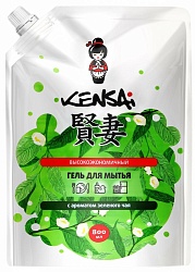 Kensai Гель высокоэкономичный для мытья посуды и детских принадлежностей с ароматом зелёного чая мягкая упаковка 800 мл