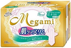 Megami Гигиенические прокладки Megami Elis Миди c крылышками увеличенные 27 см 18 шт
