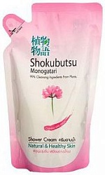 Lion Shokubutsu Крем-гель для душа с молочными протеинами запасной блок 500 мл