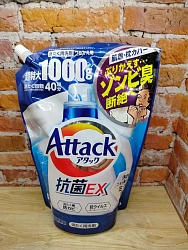 Kao Attack 3X Gel Высокоэффективный гель для стирки белья Тройная сила 1 кг в мягкой упаковке