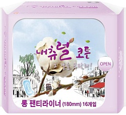 NaturalKorea Natural Cotton Ежедневные ультратонкие дышащие прокладки 18 см 16 шт