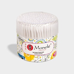 Maneki Палочки ватные гигиенические серия Lovely с белым пластиковым стиком в пластиковом стакане 300 шт./упаковка