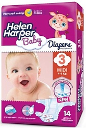 Helen Harper подгузники Baby Midi 4-9 кг 14 шт.