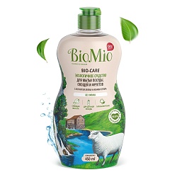 Bio-Mio средство для мытья посуды, овощей и фруктов Bio-Care с экстрактом хлопка и ионами серебра без запаха 450 мл