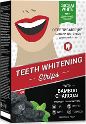 Global White Полоски для отбеливания зубов Bamboo charcoal strips non-peroxide 7 дней