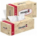 Maneki Kabi Салфетки-выдергушки двухслойные бумажные гладкие белые 250 шт