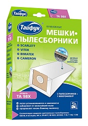 Тайфун Бумажные мешки-пылесборники для пылесосов 5 шт. + 1 микрофильтр Scarlett, Vitek, Bimatek, Cameron