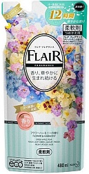 Kao Flair Fragrance Flower Harmony Кондиционер смягчитель для белья с ароматом чистой цветочной гармонии мягкая упаковка 480 мл