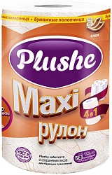 Plushe Maxi Полотенца бумажные 2 слоя белые цветное тиснение 1 рулон 40 м