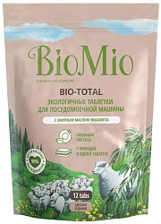 Bio-Mio Bio-Total Таблетки для посудомоечных машин с маслом эвкалипта 12 шт