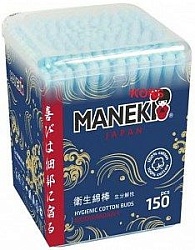 Maneki Ocean Ватные палочки гигиенические голубые 150 шт в пластиковой коробке