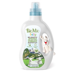 Bio-Mio Bio-Sensitive Baby Антибактериальный эко гель для стирки детских вещей и кондиционер без запаха, концентрат, 1 л