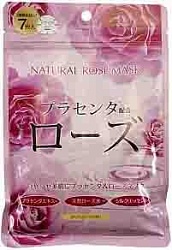 Japan Gals Натуральные маски для лица с экстрактом розы 7 шт