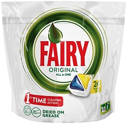 Fairy All in 1 Средство для мытья посуды в капсулах для автоматических посудомоечных машин Лимон 24 шт