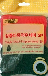 Myungjin Губка-скраббер для мытья посуды Sponge Triple mutipurpose scourer 2 шт