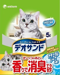 Unicharm Наполнитель для кошачьего туалета бентонитовый дезодорирующий с ароматом мыла 5 л