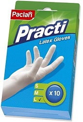 Paclan перчатки резиновые размер L 10 шт