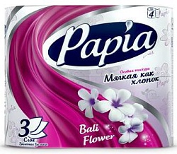 Papia Туалетная бумага Балийский Цветок 3 слоя 4 рулона
