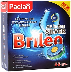 Paclan Brileo Таблетки для посудомоечных машин All in one Silver 56 шт