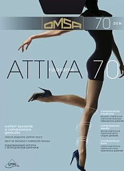 Omsa Attiva 70 den Колготки женские с с шортиками Nero чёрные размер 3-M