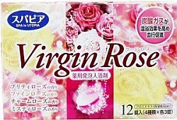 Fuso Kagaku Virgin Rose Соль для ванны на основе углекислого газа с бодрящим эффектом и ароматом роз 12 таблеток по 40 г