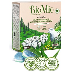 Bio-Mio таблетки для посудомоечной машины Bio-Total с эфирным маслом эвкалипта и экстрактом хлопка 30 шт 650 г