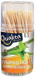 Qualita зубочистки бамбуковые 100 шт