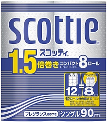 Scottie Туалетная бумага однослойная Crecia "Scottie 1,5"  8 рулонов 90 м