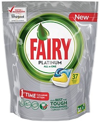 Fairy Platinum All in 1 Средство для мытья посуды в капсулах для автоматических посудомоечных машин Лимон 37 шт