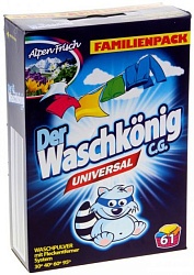Der Waschkonig Универсальный стиральный порошок для стирки всех видов белья любым способом в картоне 61 стирка 5 кг