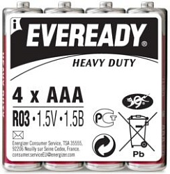 Energizer Eveready Батарейка солевая мизинчиковая R03 тип ААА 4 шт