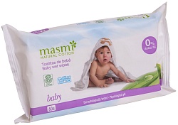 Masmi Natural Cotton Органические влажные гигиенические салфетки для детей 60 шт