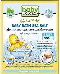 Babyline Детская морская соль для ванн натуральная в фильтр-пакетах 500 г